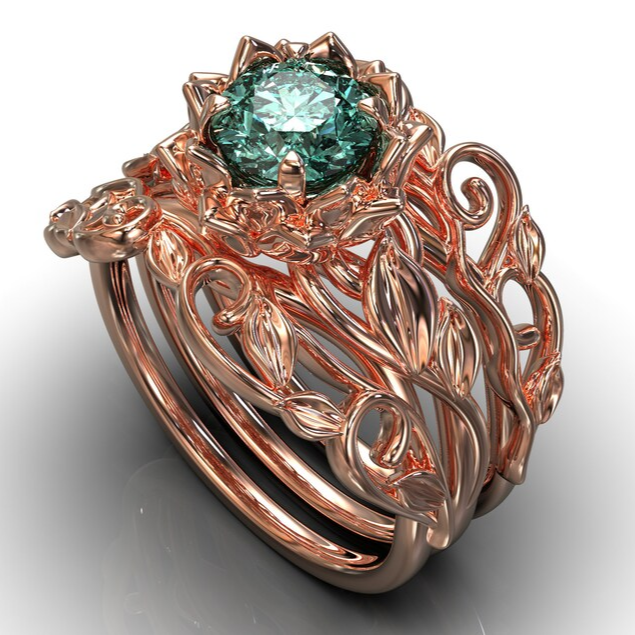 Green Rose Crystalline Ring 0