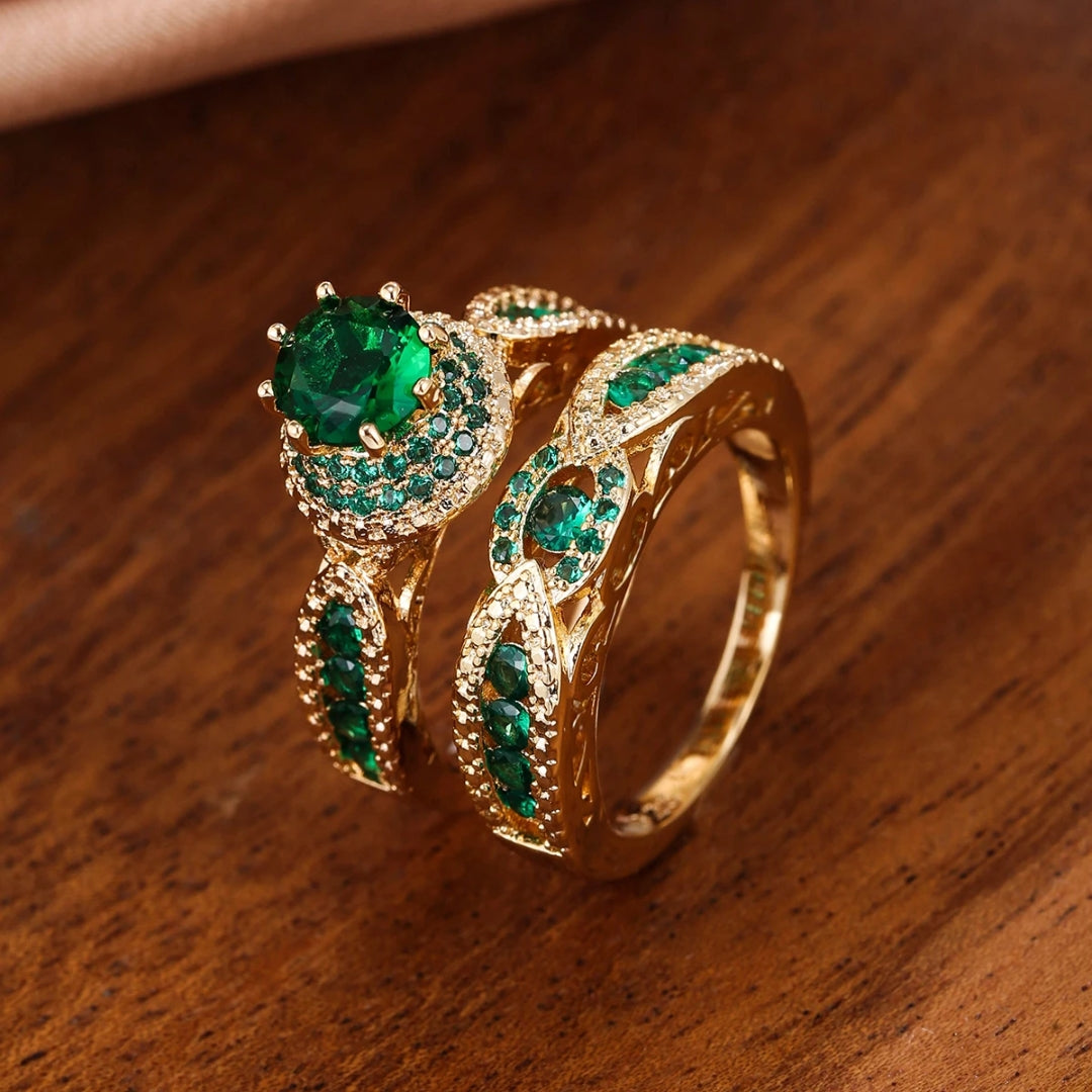 Green Zirconia Golden Ring Set 0