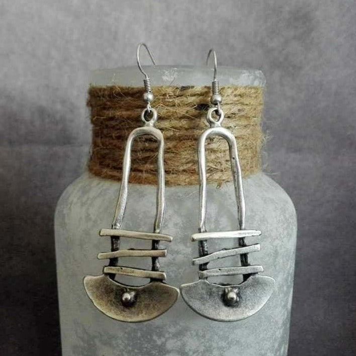 Half Circle Geometric Staircase Earrings 1