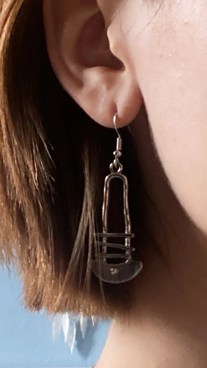 Half Circle Geometric Staircase Earrings 2