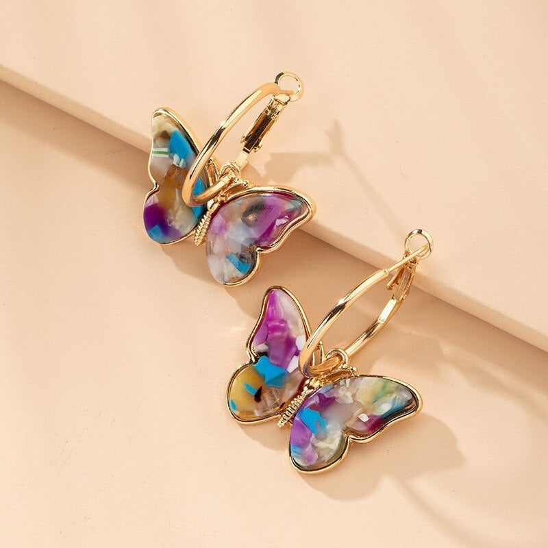 Hand Painted Enamel Crystal Butterfly Earrings 0