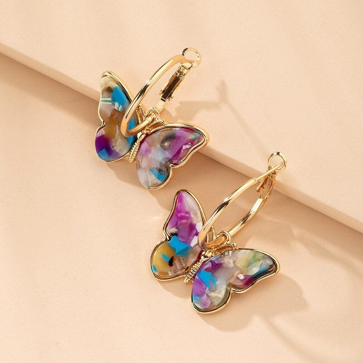 Hand Painted Enamel Crystal Butterfly Earrings 0