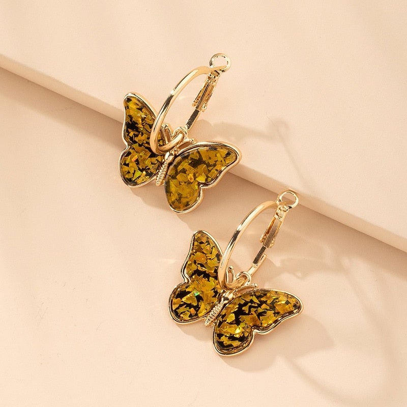 Hand Painted Enamel Crystal Butterfly Earrings 1