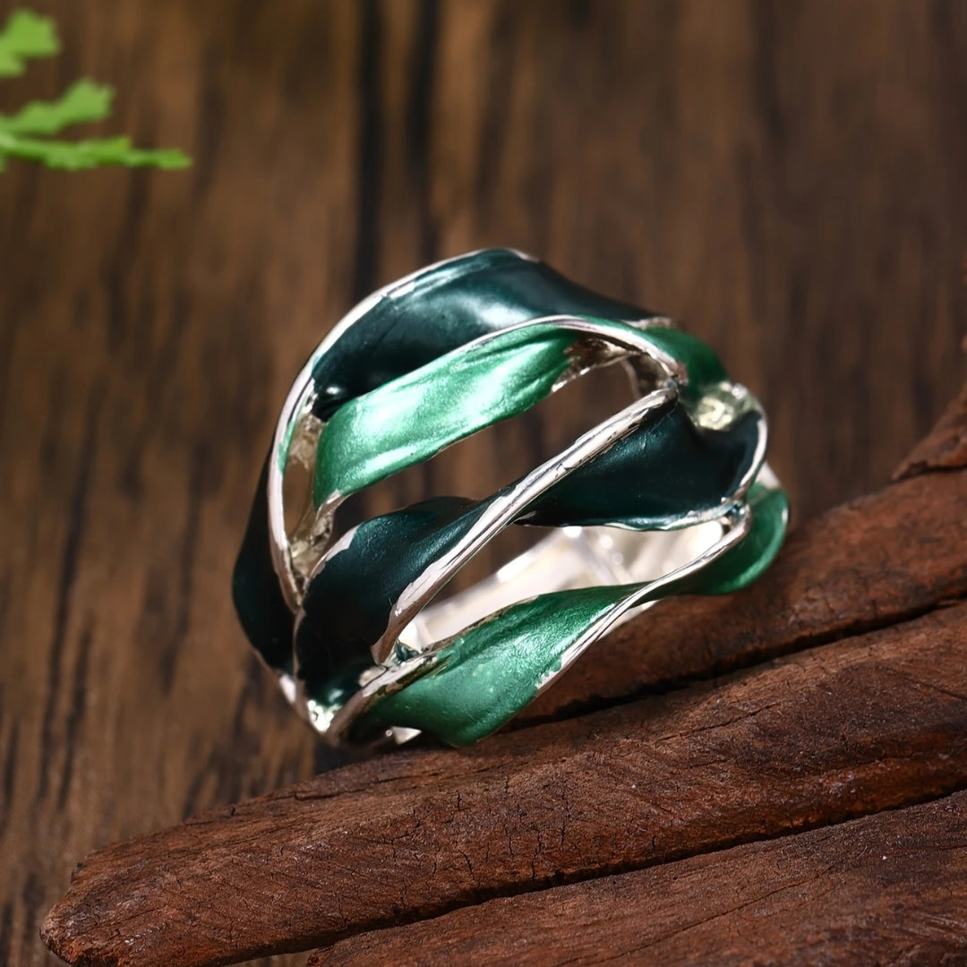 Handpainted Turquoise Layered Ring 0