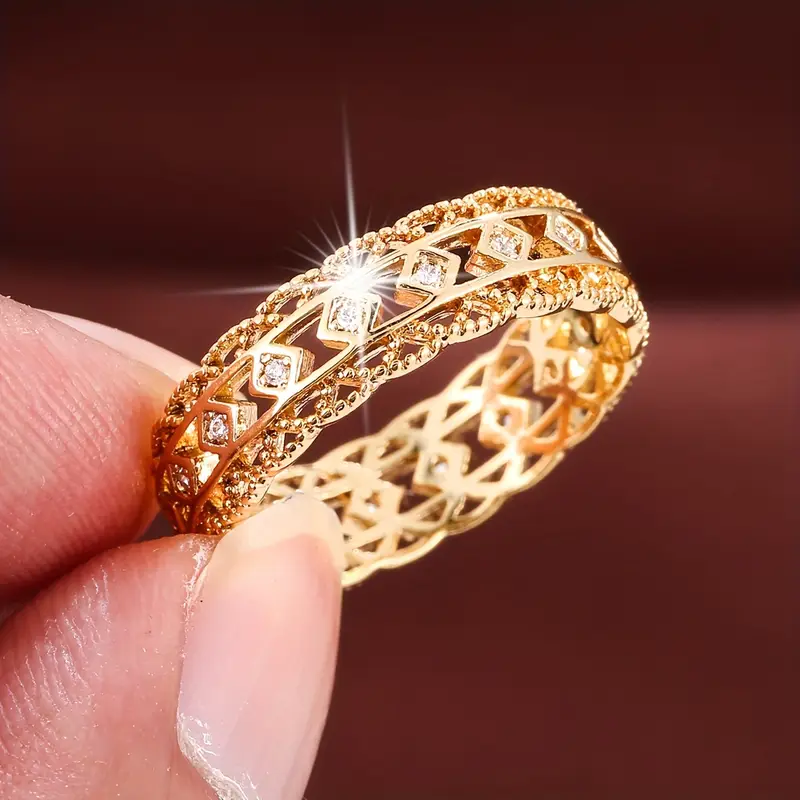 Hollow Bright Gold Ring - Timeless Elegance for Every Occasion 0