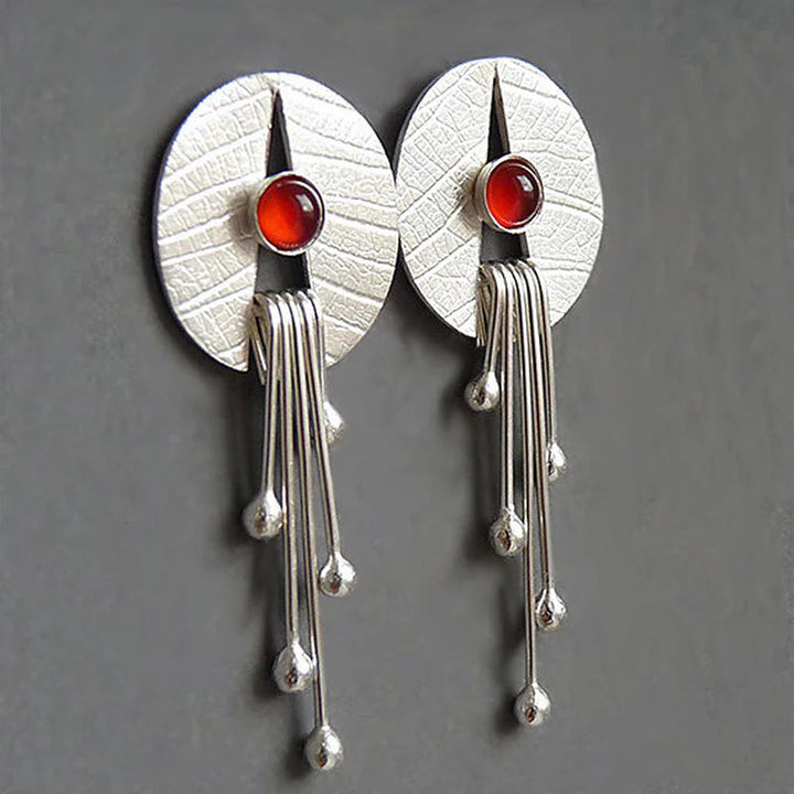 Hollow Red Stone Hanging Earrings 2