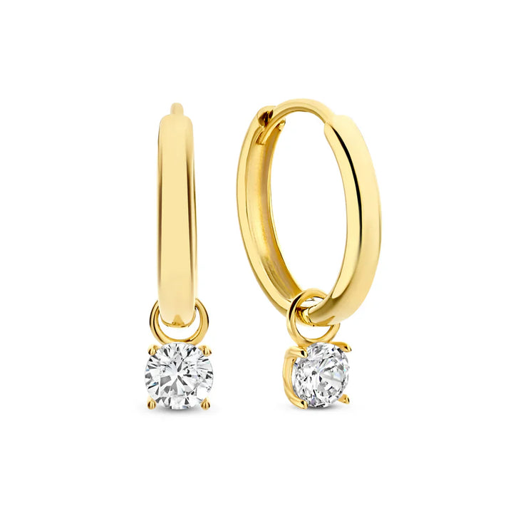 Larmes de Lune Stone Hoop Earrings Silver