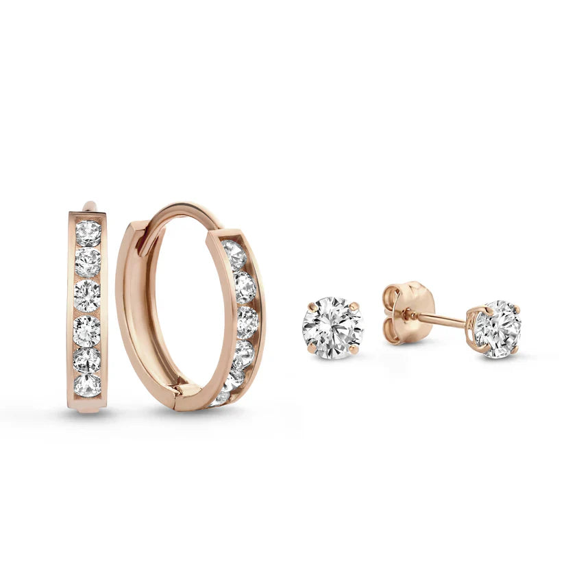 Dara Brillane Stone Earrings Set Silver