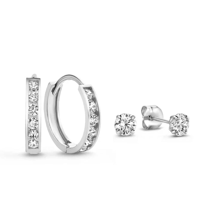 Dara Brillane Stone Earrings Set Silver