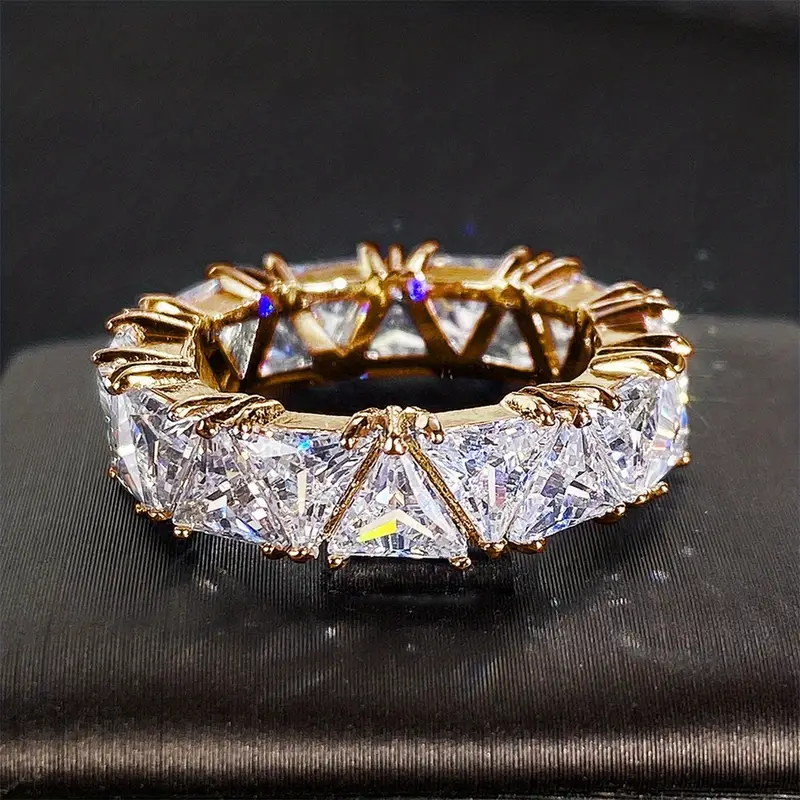 Inlaid Bright Crystal Gold Ring for Women - Handmade Elegant Jewelry 0