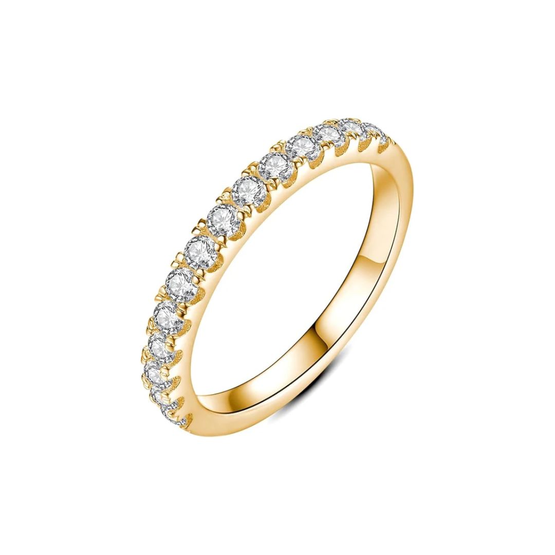 Inlaid Elegant Golden Crystal Ring 0