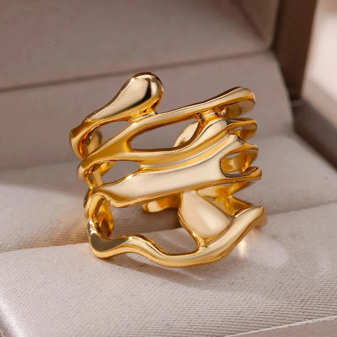 Irregular Forged Gold Ring - A Timeless Symbol of Strength 0