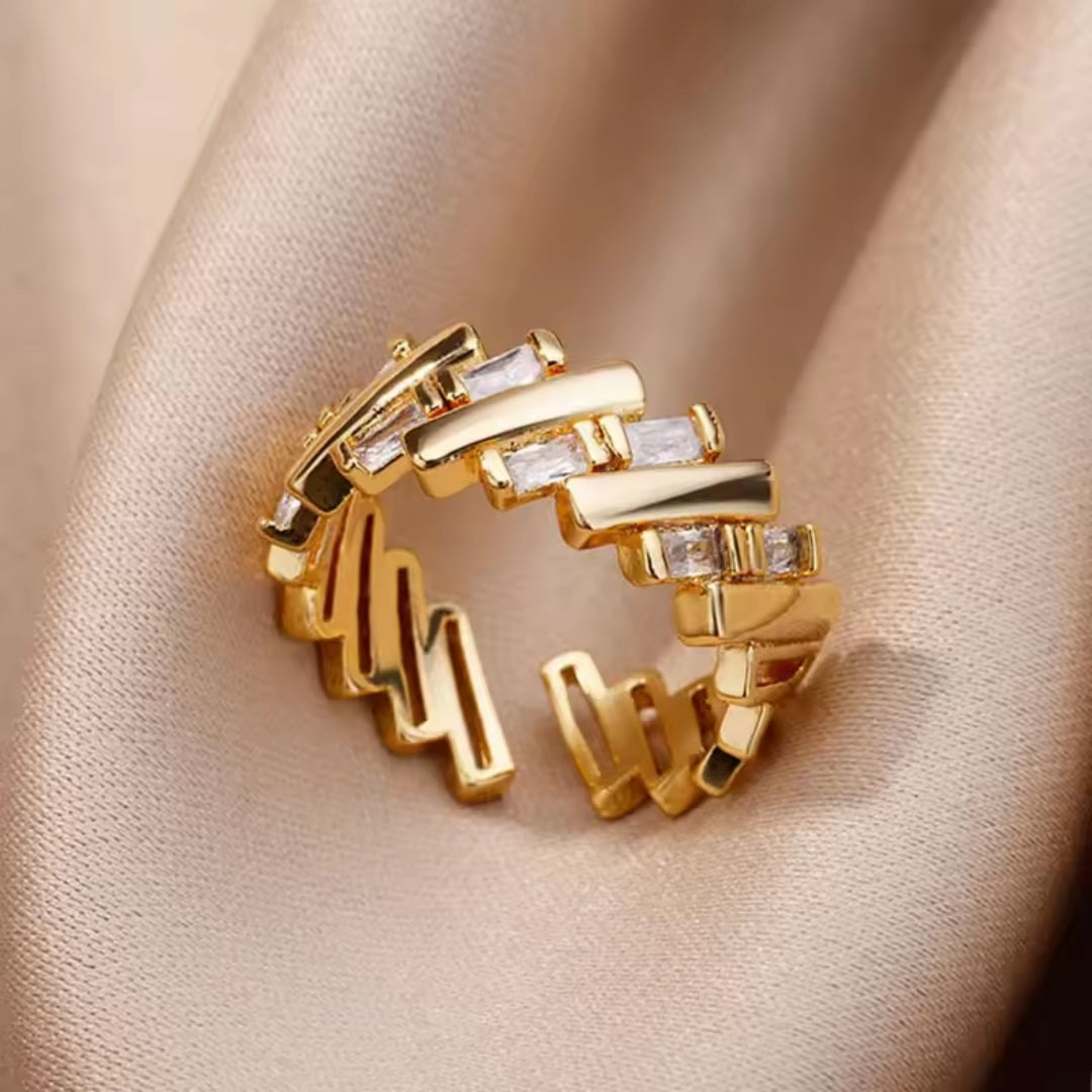 Irregular Form Adjustable Gold Ring 0