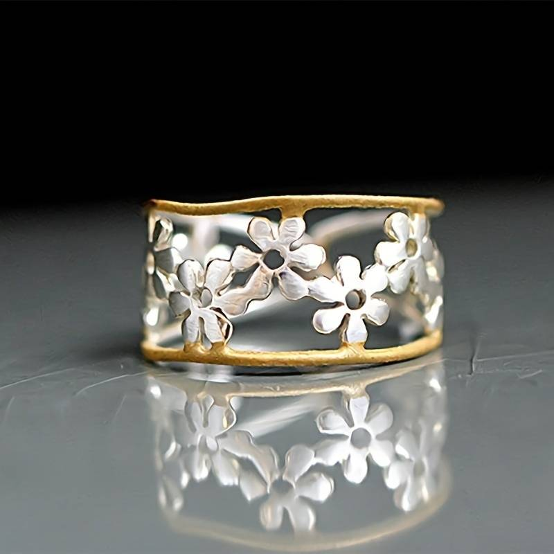 Irregular Hollow Daisy Ring - Unique Handmade Design for Everyday Wear 0