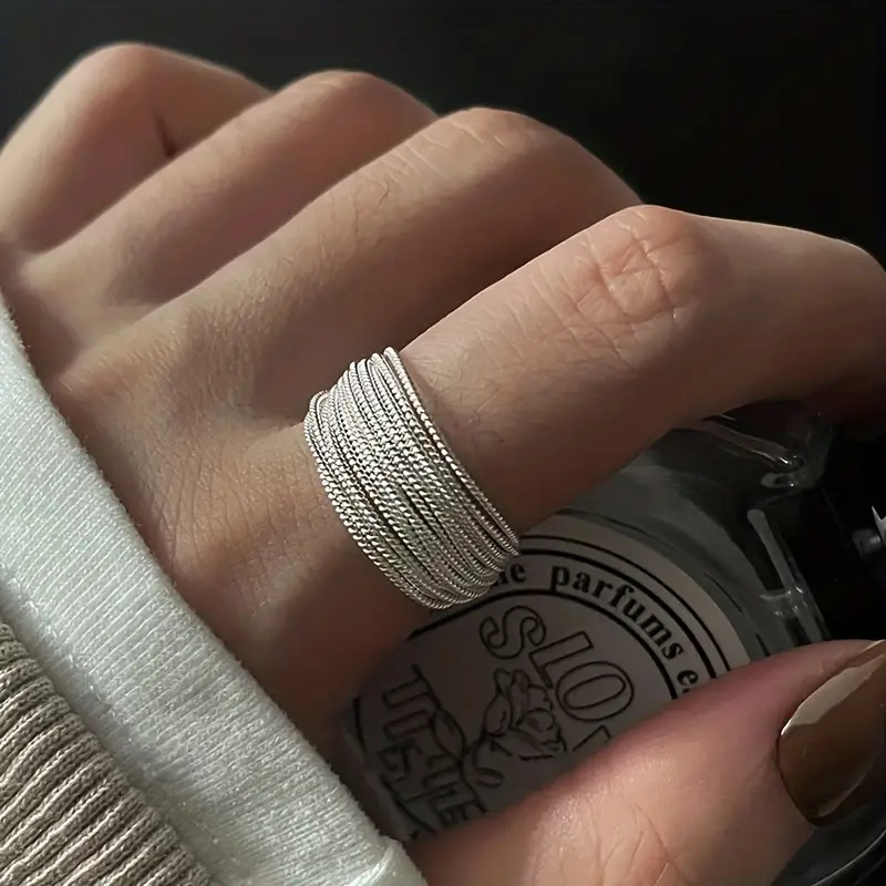 Layered Bright Silver Ring - Timeless Elegance 0