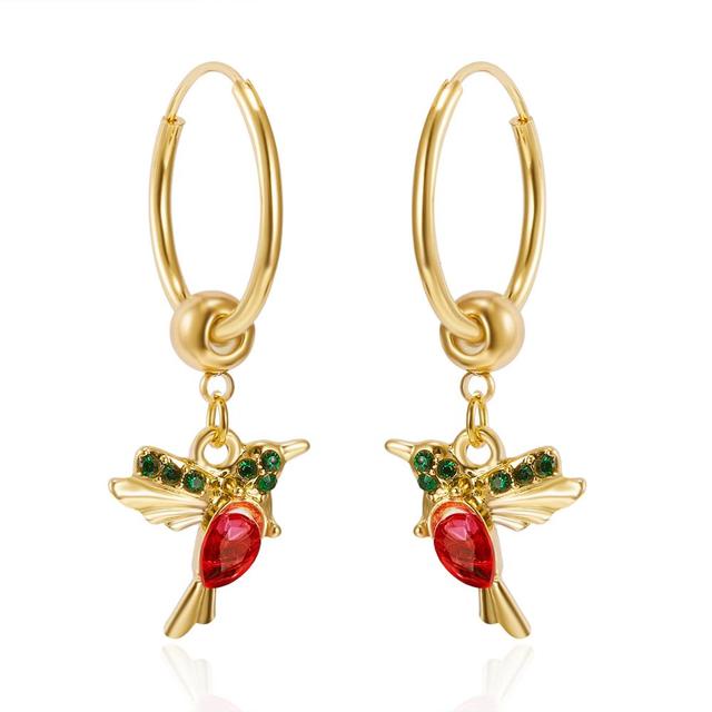 Limited Edition Flying Hummingbird Earrings with Zirconia Inlay 0
