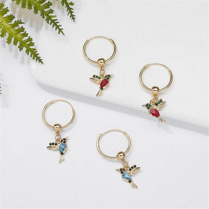 Limited Edition Flying Hummingbird Earrings with Zirconia Inlay 2