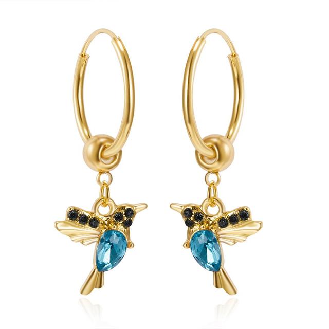 Limited Edition Flying Hummingbird Earrings with Zirconia Inlay 3