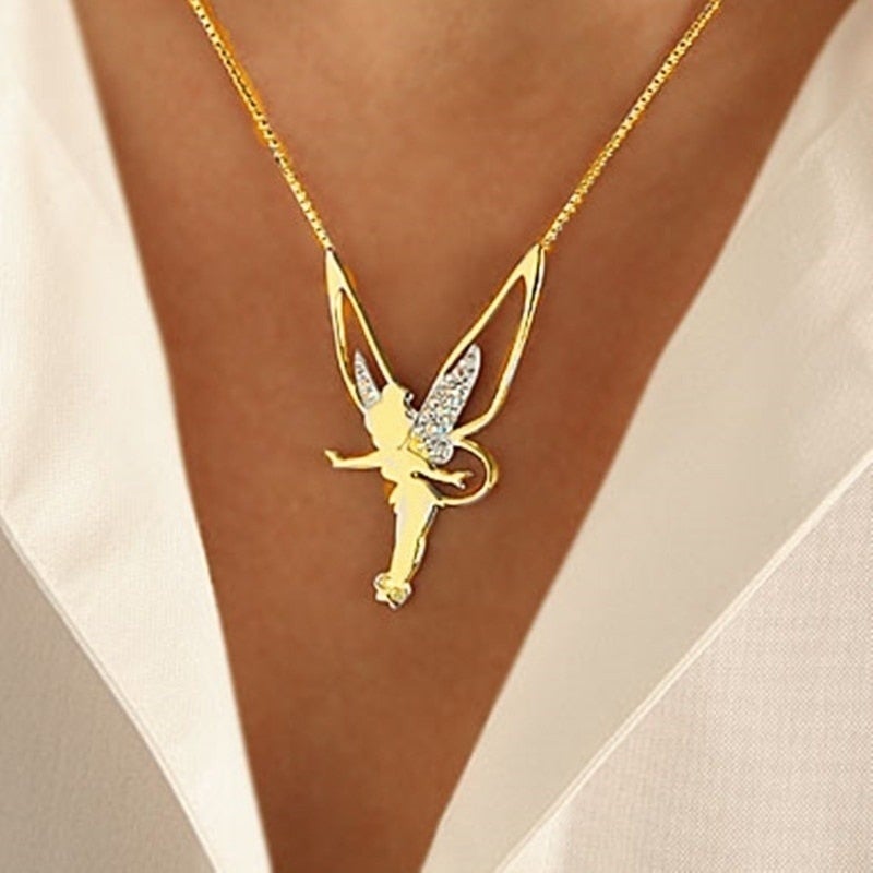 Lucky Fairy Necklace in Sterling Silver and Gold - Handmade Adjustable Jewelry 0