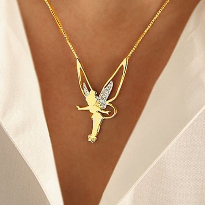 Lucky Fairy Necklace in Sterling Silver and Gold - Handmade Adjustable Jewelry 0