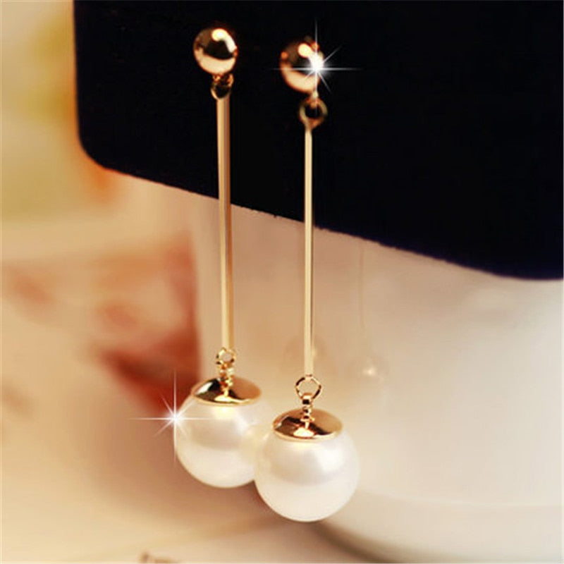Luxury Hand-Plaid Pearl Dangling Earrings for Elegant Style 0