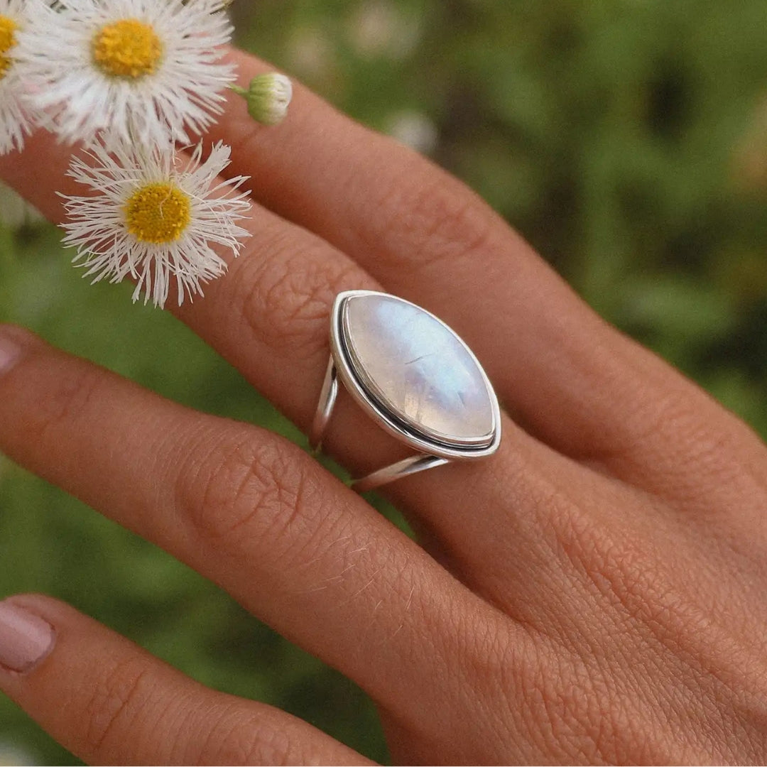 Moonstone Oval Sterling Silver Ring - Timeless Elegance for Women 0