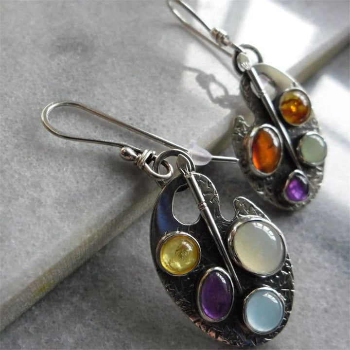 Multicoloured Stone Pendant Earrings 3