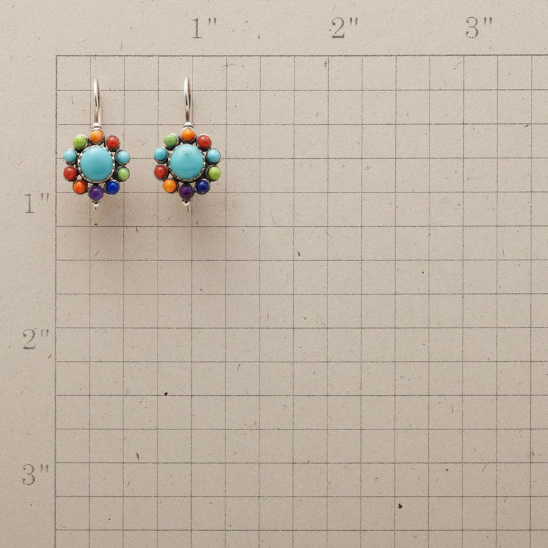Multicoloured Turquoise Round Earrings for Women - Handcrafted Lightweight Design 1