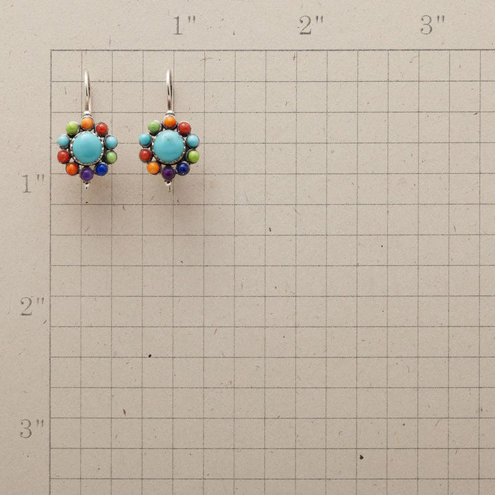 Multicoloured Turquoise Round Earrings for Women - Handcrafted Lightweight Design 1