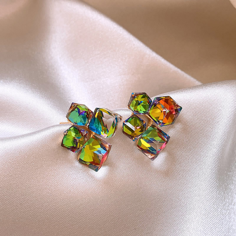 Multicoloured Zirconium Gold Earrings for Women - Elegant and Lightweight Design 0