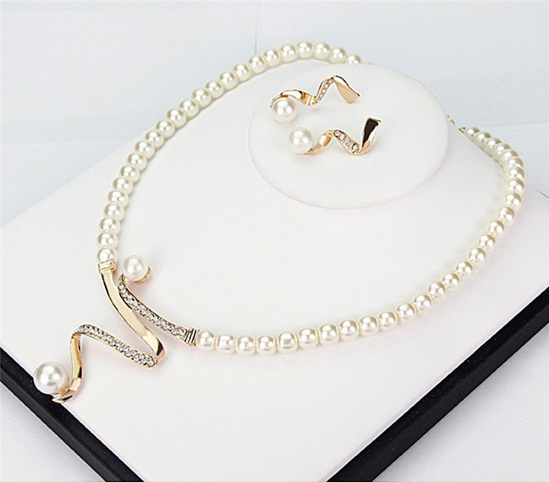 Natural Pearl Necklace and Earring Set | Elegant Pearl Jewelry Set 2