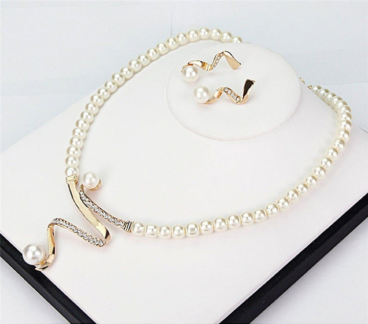 Natural Pearl Necklace and Earring Set | Elegant Pearl Jewelry Set 2