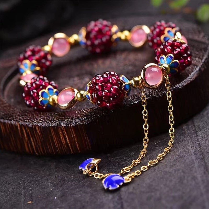 Natural Stone Berries Bracelet - Elegant Handcrafted Accessory for Everyday Wear 2