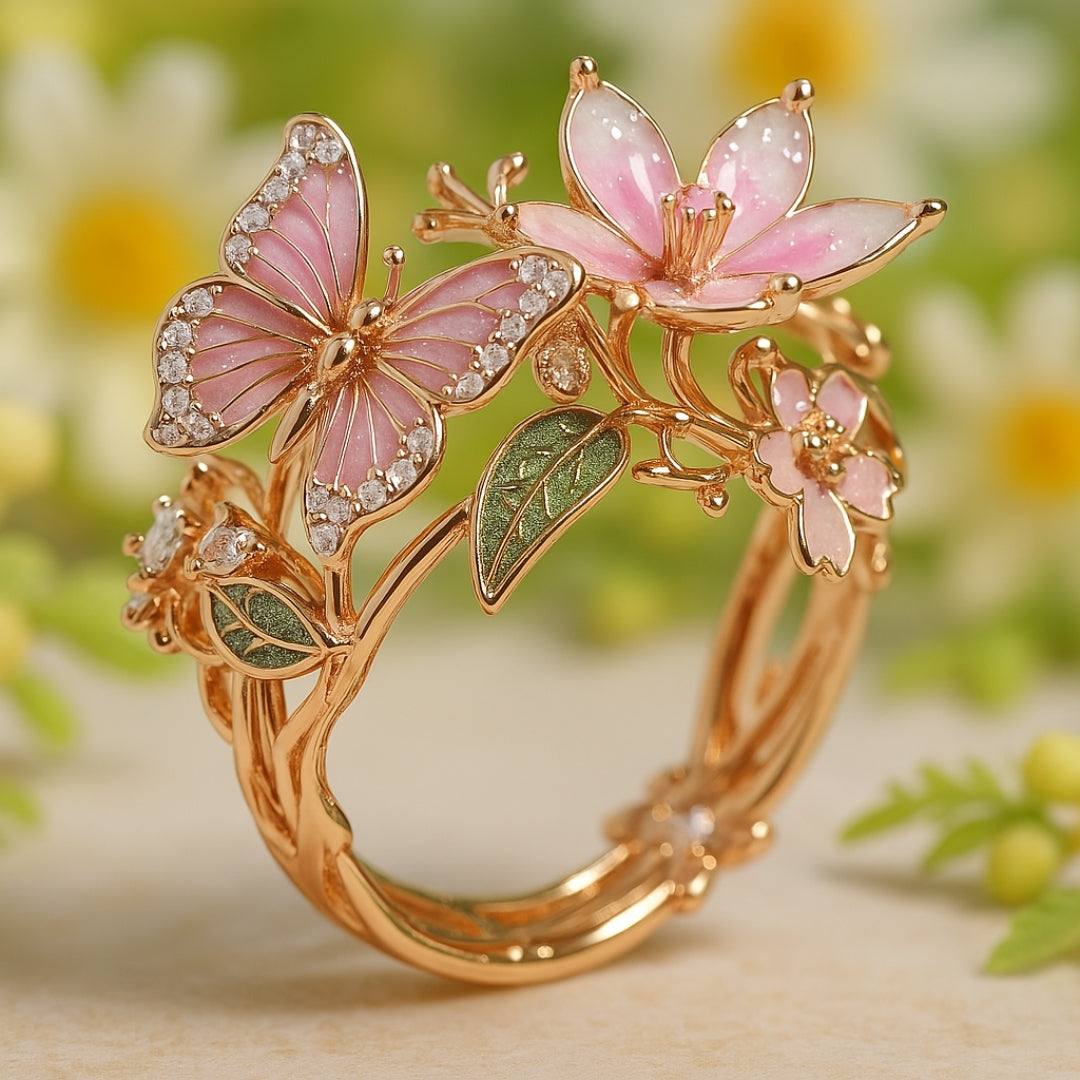 Nature Bright Butterfly Zirconia Ring 2