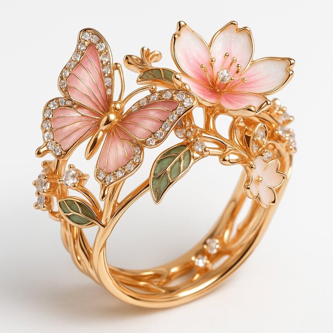 Nature Bright Butterfly Zirconia Ring 4