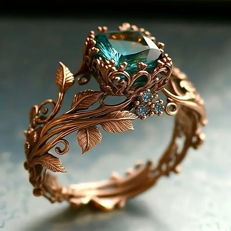 Nature Green Crystal Ring - Handcrafted Elegance for Everyday Wear 0