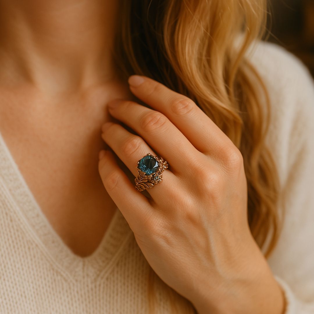 Nature Green Crystal Ring - Handcrafted Elegance for Everyday Wear 2