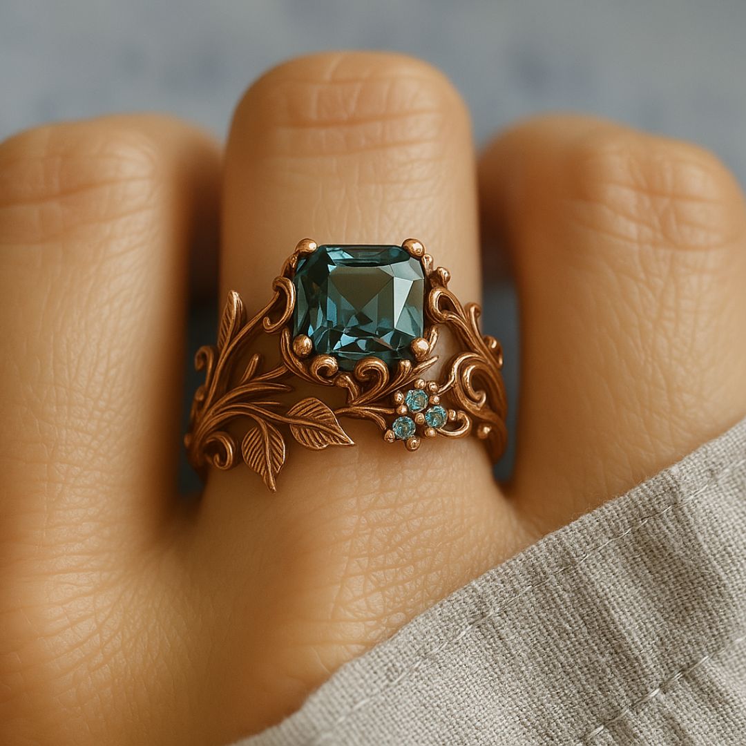 Nature Green Crystal Ring - Handcrafted Elegance for Everyday Wear 4