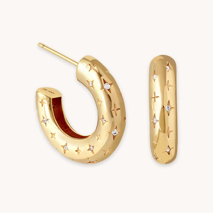 Cosmic Hoop Earrings Silver