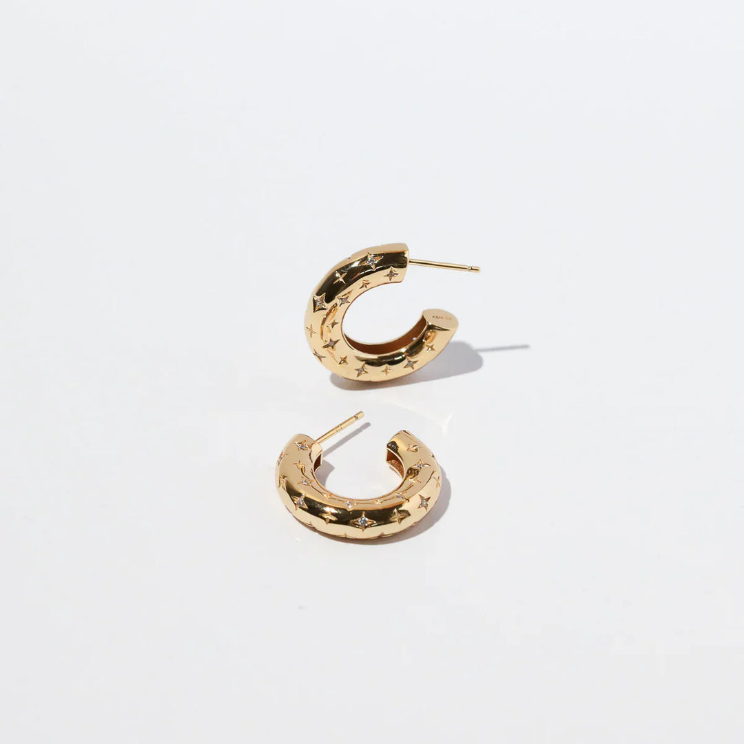 Cosmic Hoop Earrings Silver