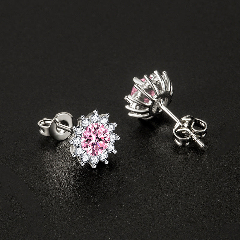 Sunlit Muse Earrings Pink Silver