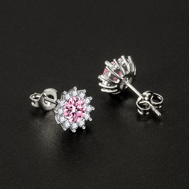 Sunlit Muse Earrings Pink Silver