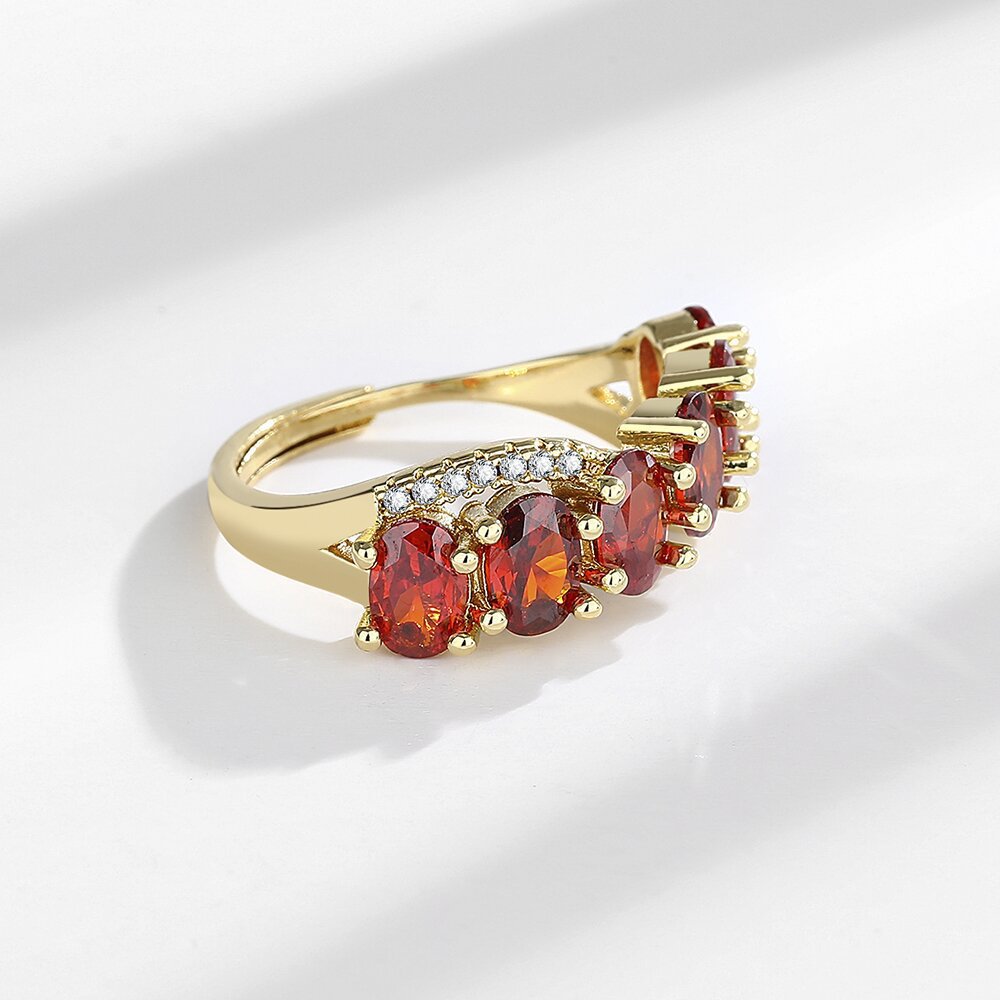 Vintage Gold Red Zirconia Ring