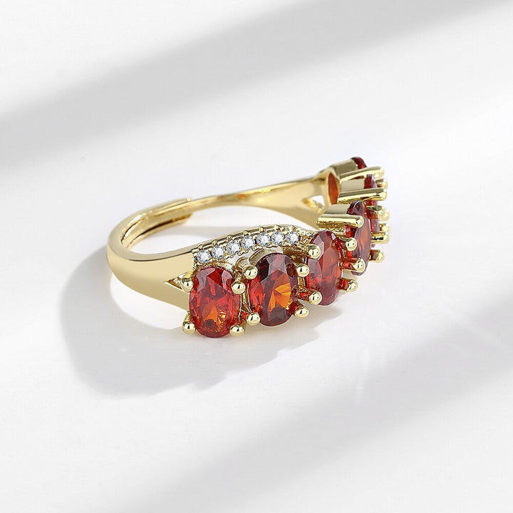 Vintage Gold Red Zirconia Ring