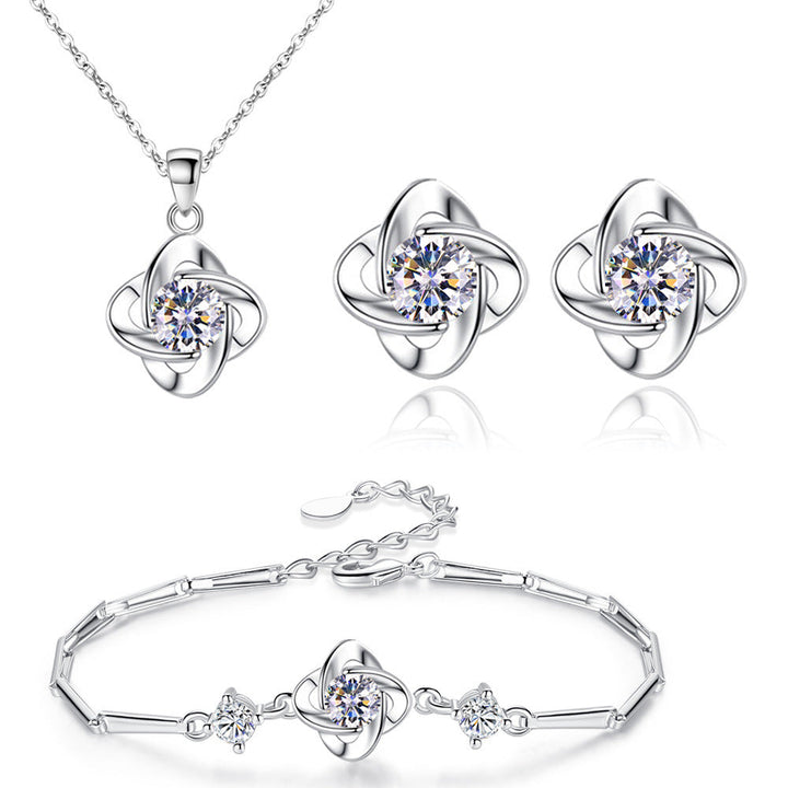 Clover Loop Silver Jewelry Set
