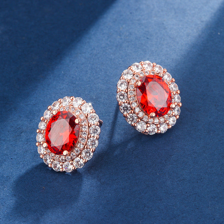 Rose Gold Red Jewelry Set