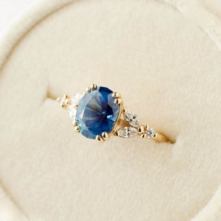 Blue Exotic Crystal Gold Ring