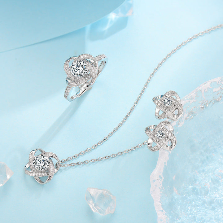 Clover Knot Silver Jewelry Set
