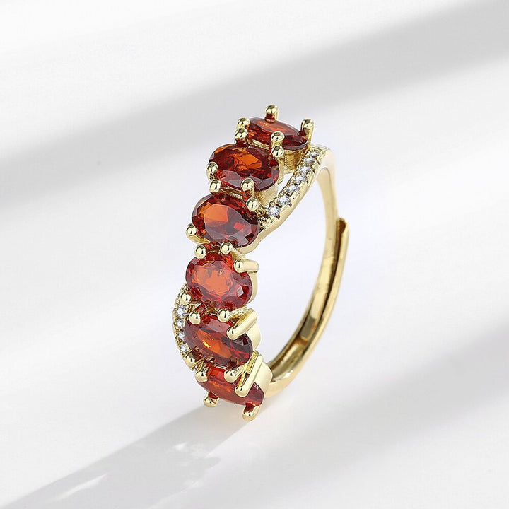 Vintage Gold Red Zirconia Ring