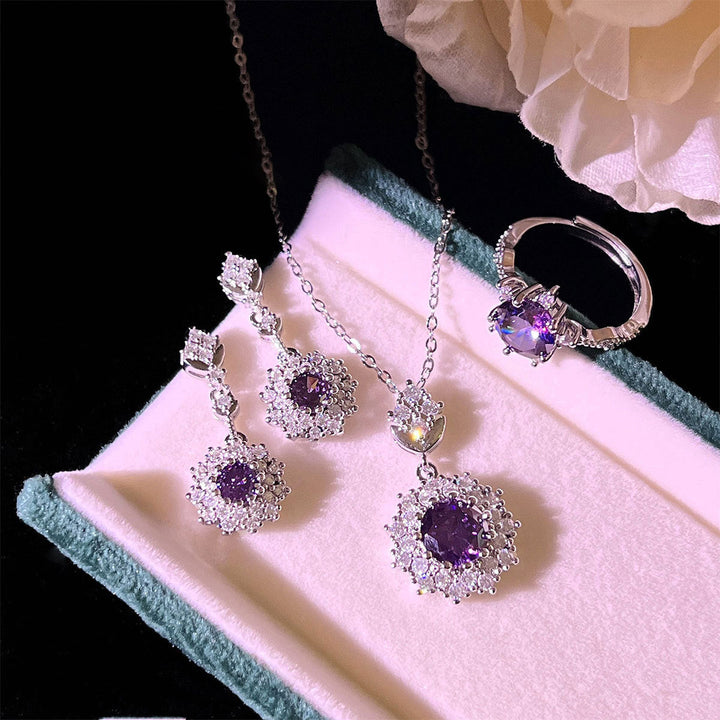 Manifa Silver Purple Jewelry Set